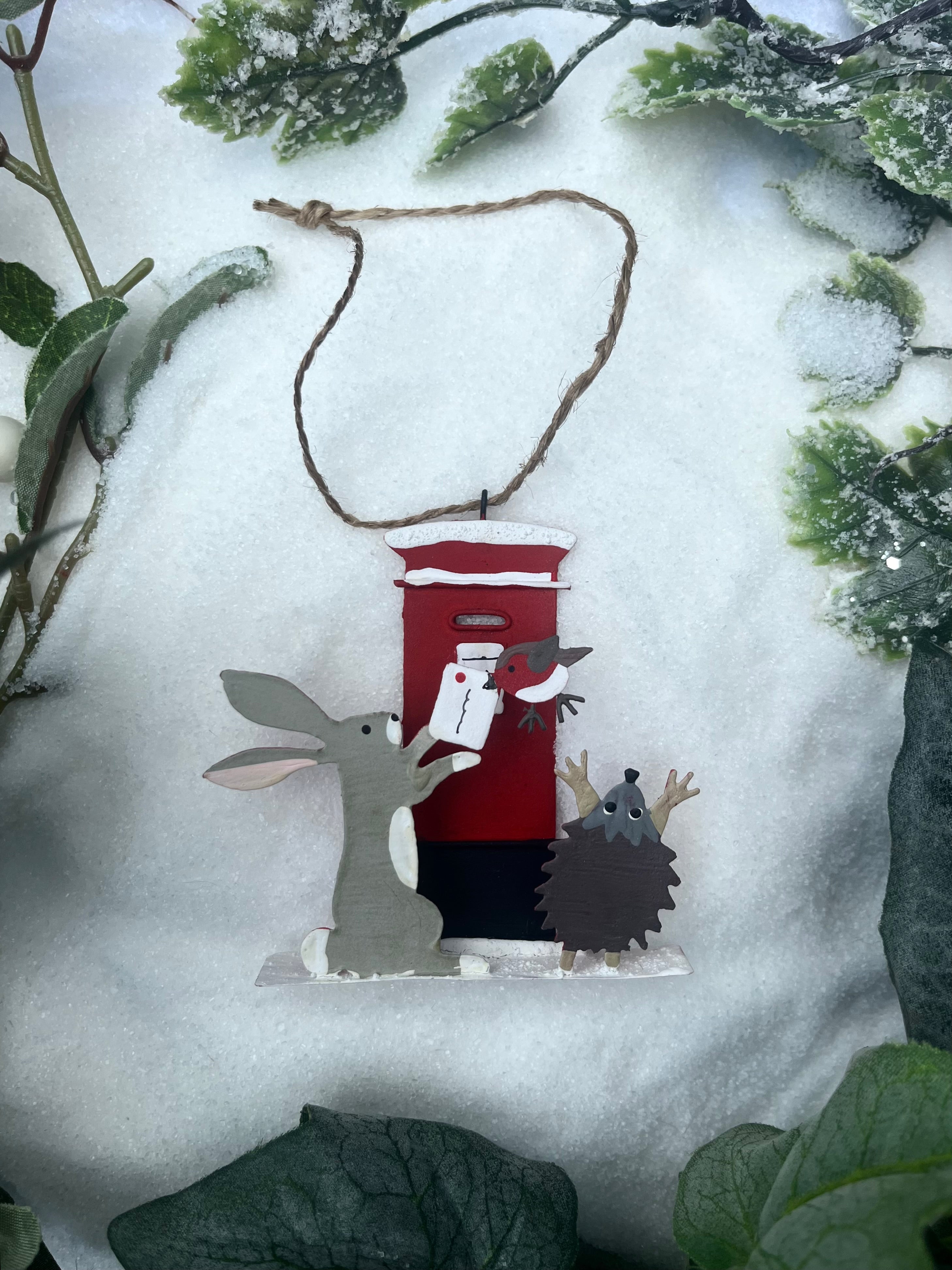 Robin, Rabbit and Hedgehog Posting a Letter