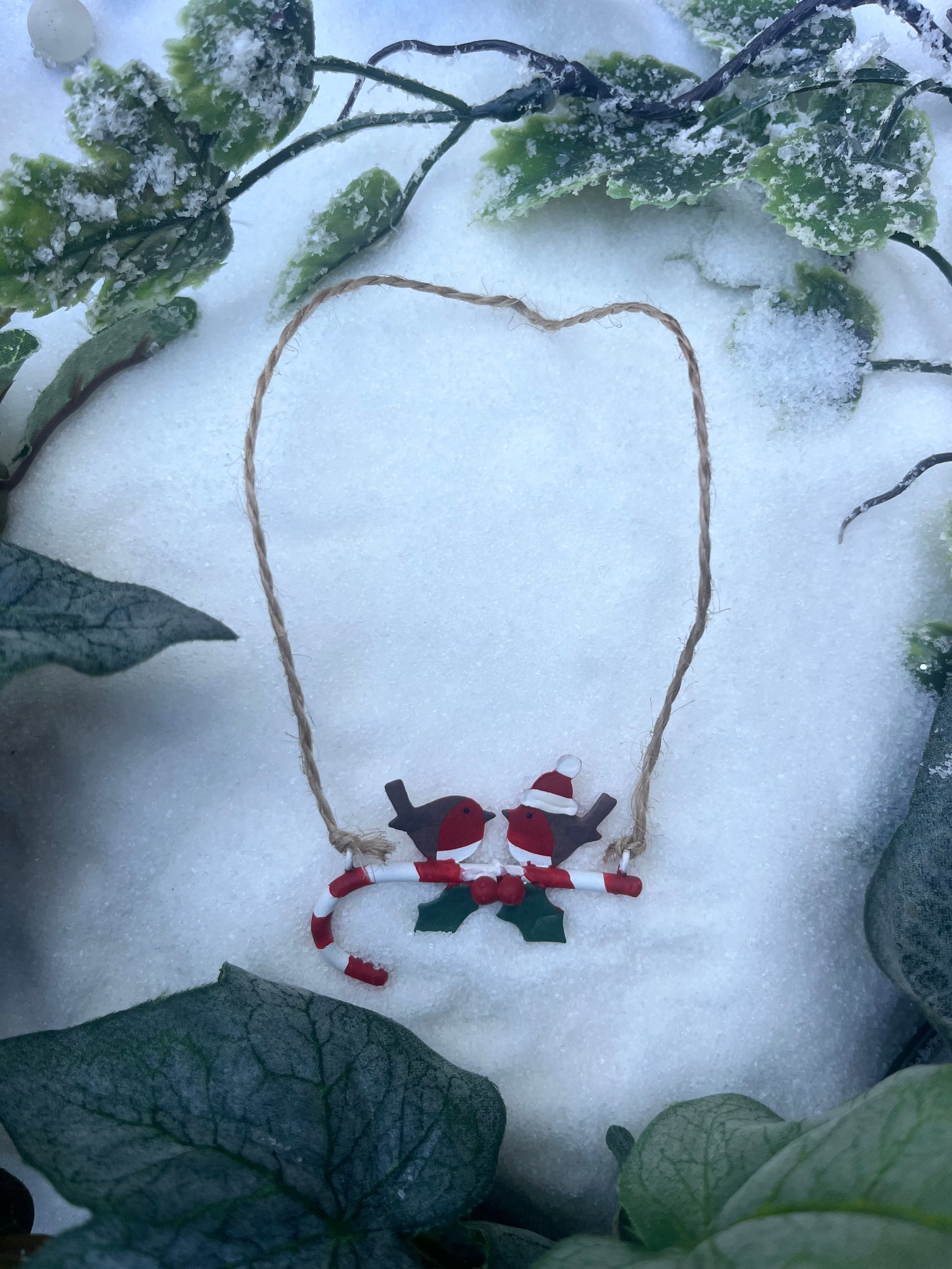 Robins on a Candy Cane